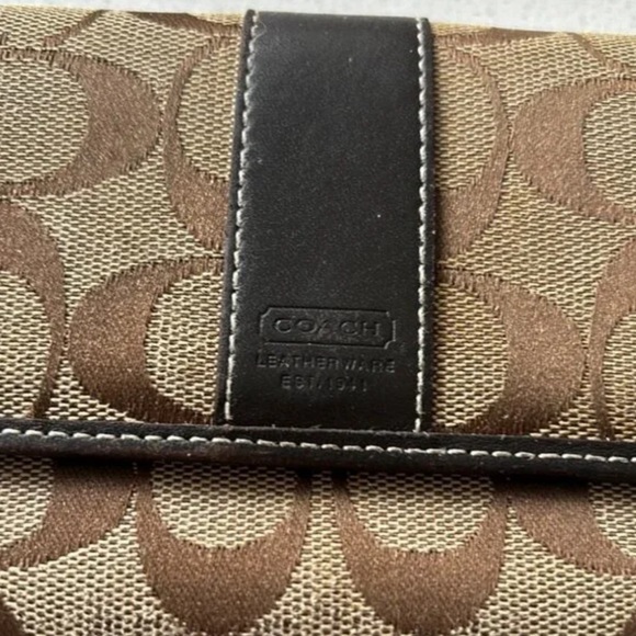 Coach Signature Brown and Tan Wallet - Picture 2 of 6